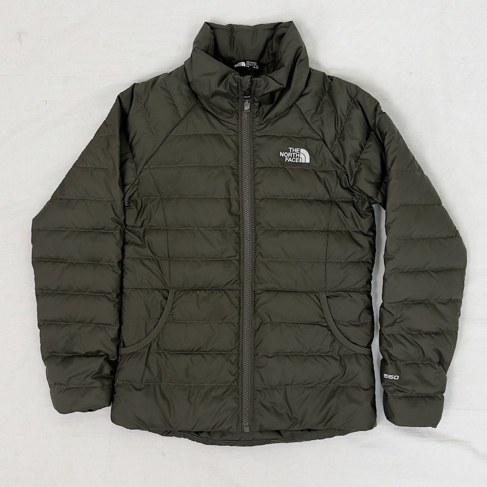 The North Face 550 Down Puffer Hooded Pink Jacket Coat Girls M
